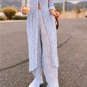 ZARA LIGHT BLUE PAISLEY PANTS
